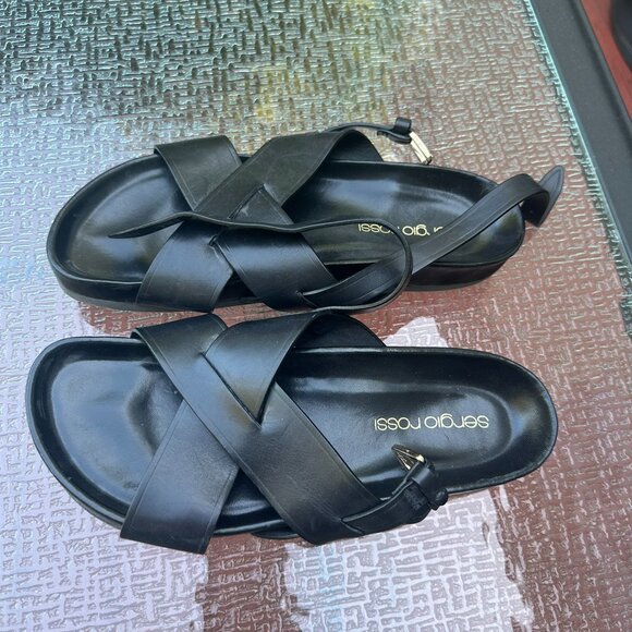 Sergio Rossi Leather Men's Sandal, Size UK 7 / US 8, Made in Italy - Picture 1 of 6
